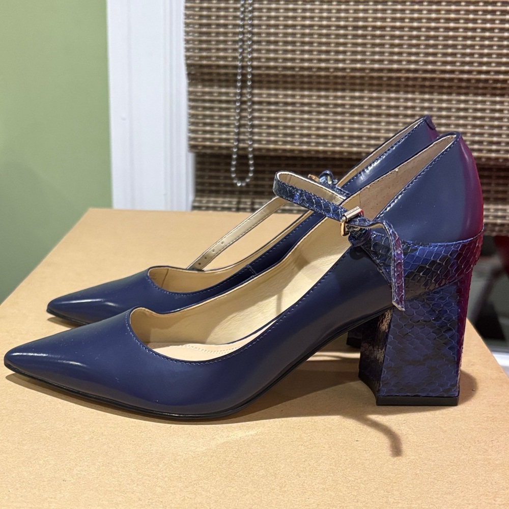 Marc Fisher Navy Blue Heels with Ankle Strap